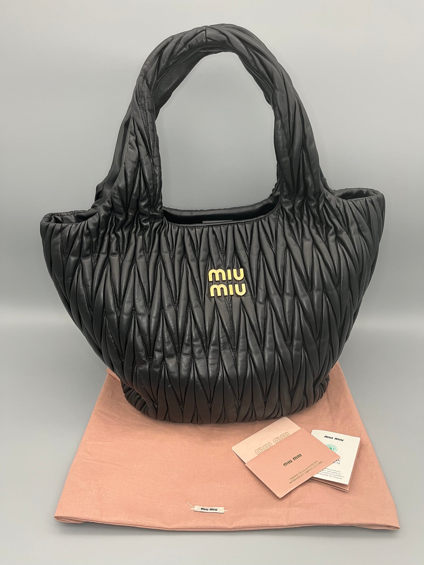 gestepptes Muster, schwarz, Miu Miu, Shopper, Luxus, Bag