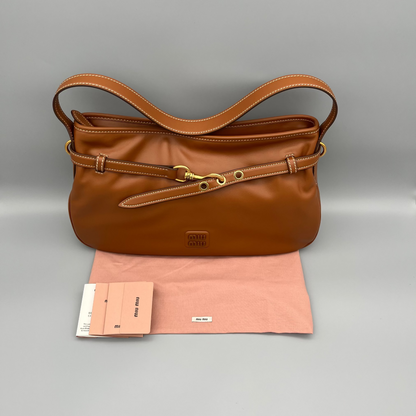 Exklusive Damen-Luxus-Handtasche Braun – Miu Miu Aventure Bag Cognac Leder Luxus Accessoire Einzelstck