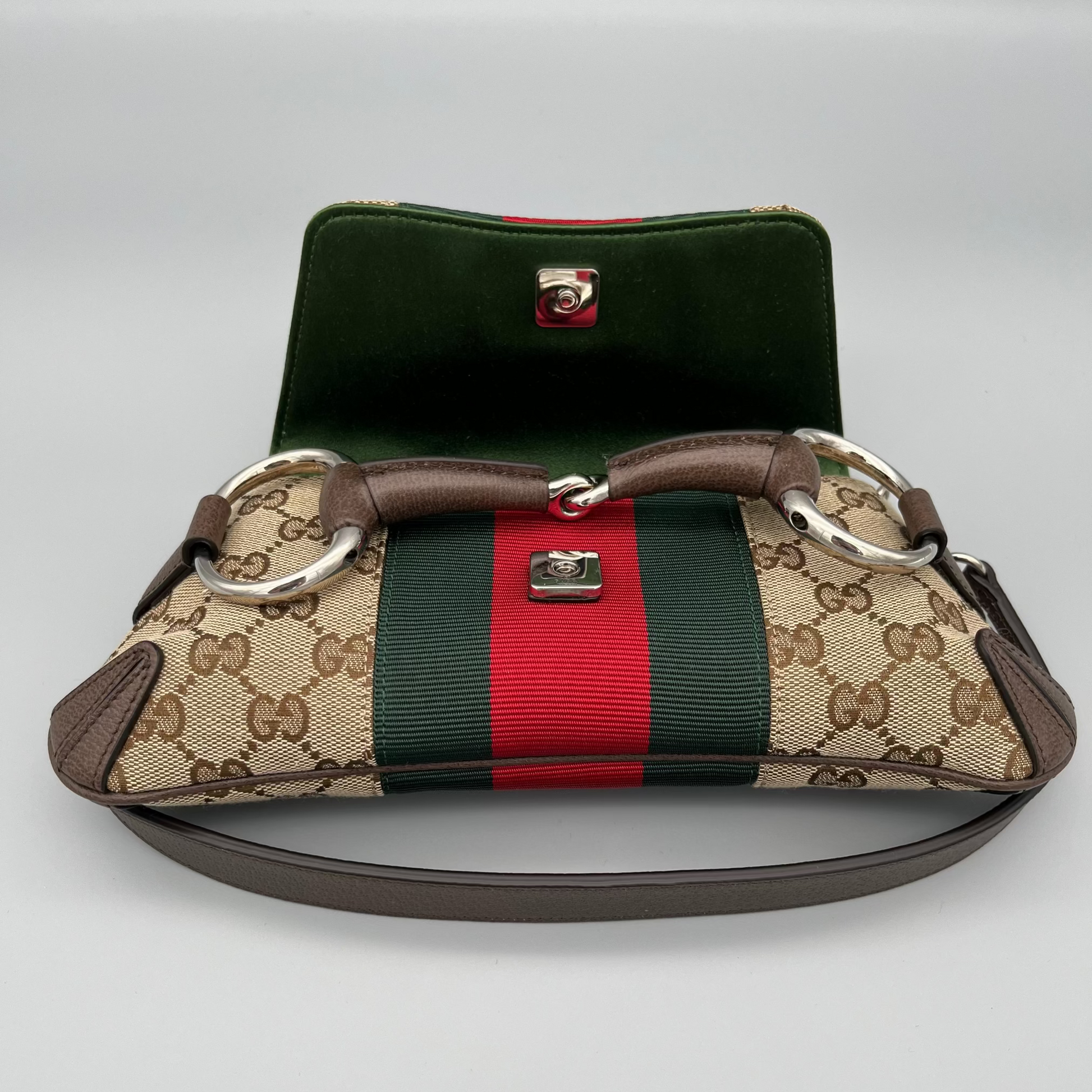 Gucci GG Canvas Horsebit Chain Bag – edle Designer-Tasche Braun Beige Lederdetails